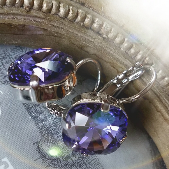 Austrian Crystal Earrings in Rhodium Plated Setting - Picture 6 of 12